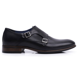 Férfi bőr Brogues Monk Nikopol Black 1720 fekete