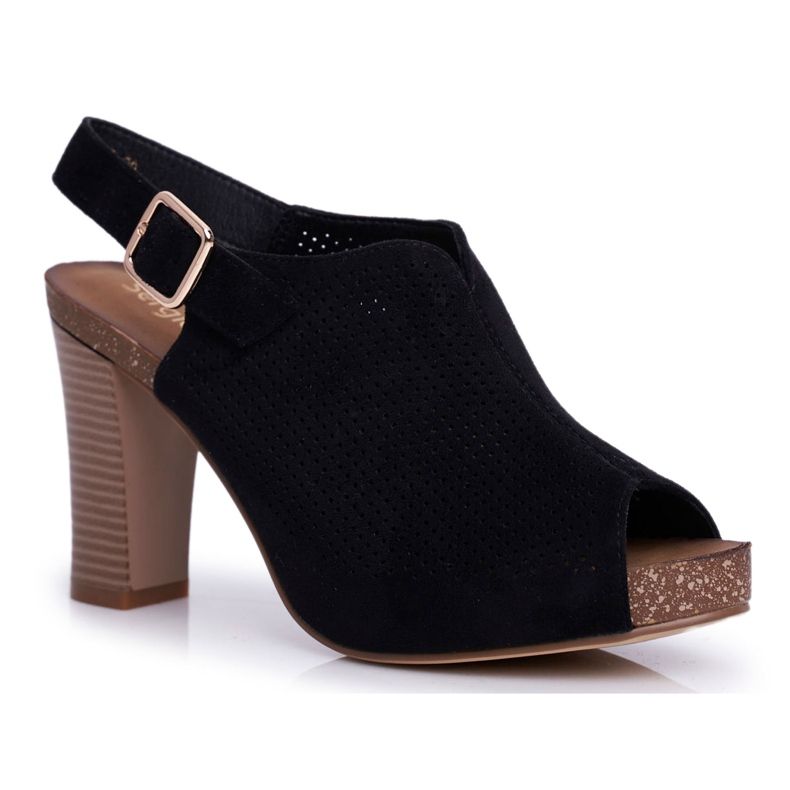 Női szandál magassarkúban Sergio Leone SK855 Black Senillo fekete