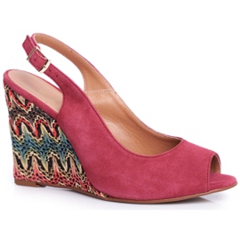 Női szandál ék Laura Messi bőr Burgundia 1964 piros Női szandál ék Laura Messi bőr Burgundia 1964 piros