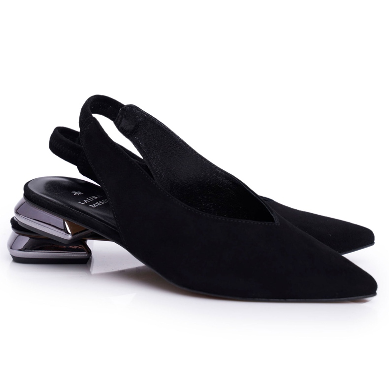 Női balerinák Laura Messi bőr fekete 2127