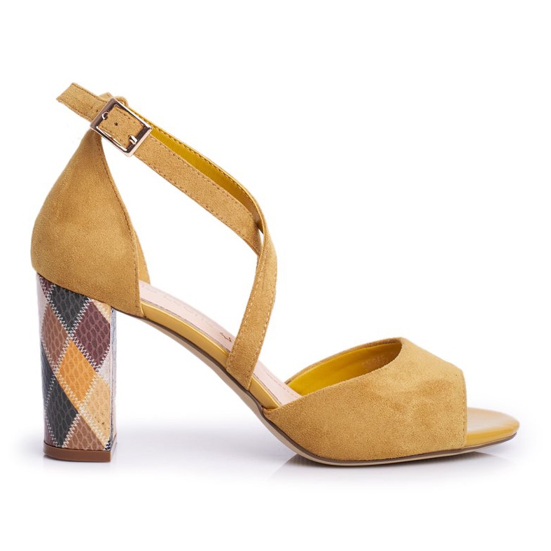 Női szandál magas sarkú Sergio Leone sárga SK865