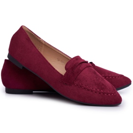 BUGO Női cipők Suede CH-1M6 Burgundy Laveria piros