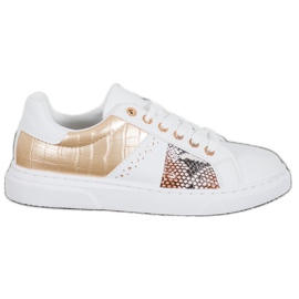 SHELOVET Kényelmes fehér cipők sárga