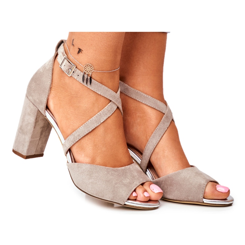 Női szandál magassarkúban Sergio Leone Grey SK865 szürke