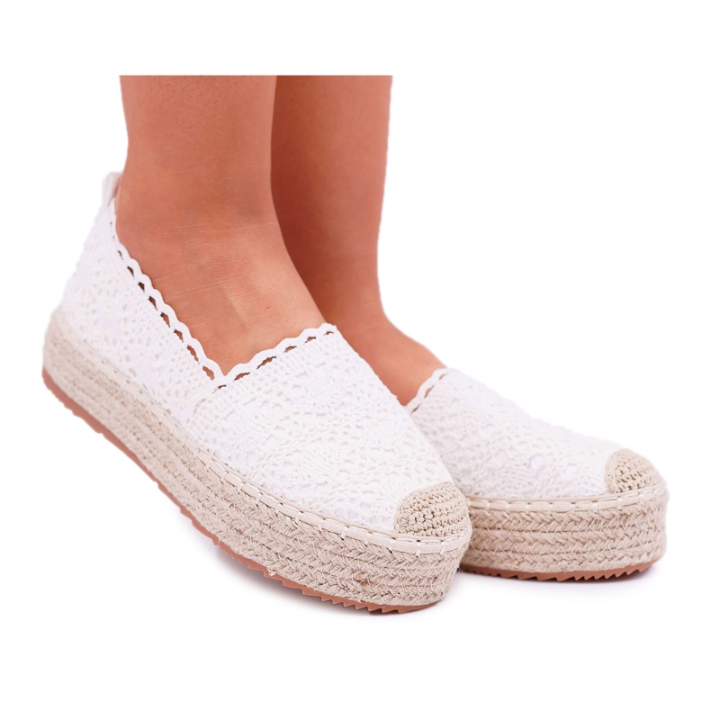 ADY Női espadrilles csipke fehér Desante platform ADY Női espadrilles csipke fehér Desante platform