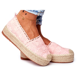 ADY Női espadrilles csipke Pink Desante Platform rózsaszín