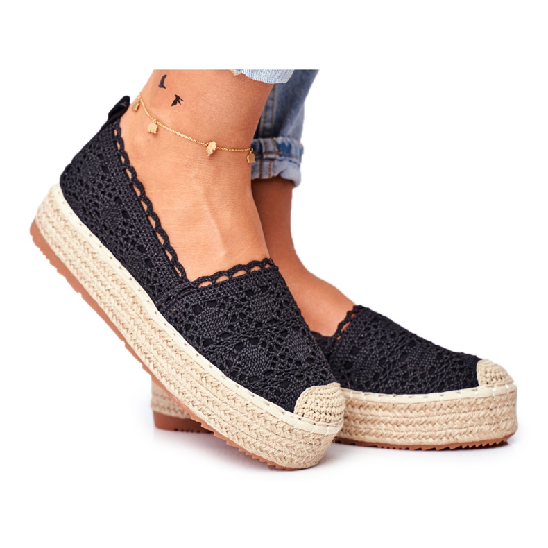 ADY Női espadrilles csipke fekete Desante platform ADY Női espadrilles csipke fekete Desante platform