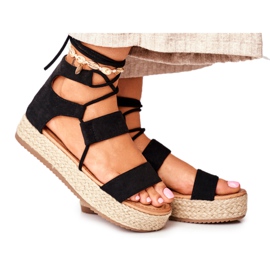 Női espadrillák a platformon Fekete Fuerta