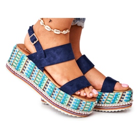 FW1 Női szandál Wedge Espadrilles, sötétkék Sandy