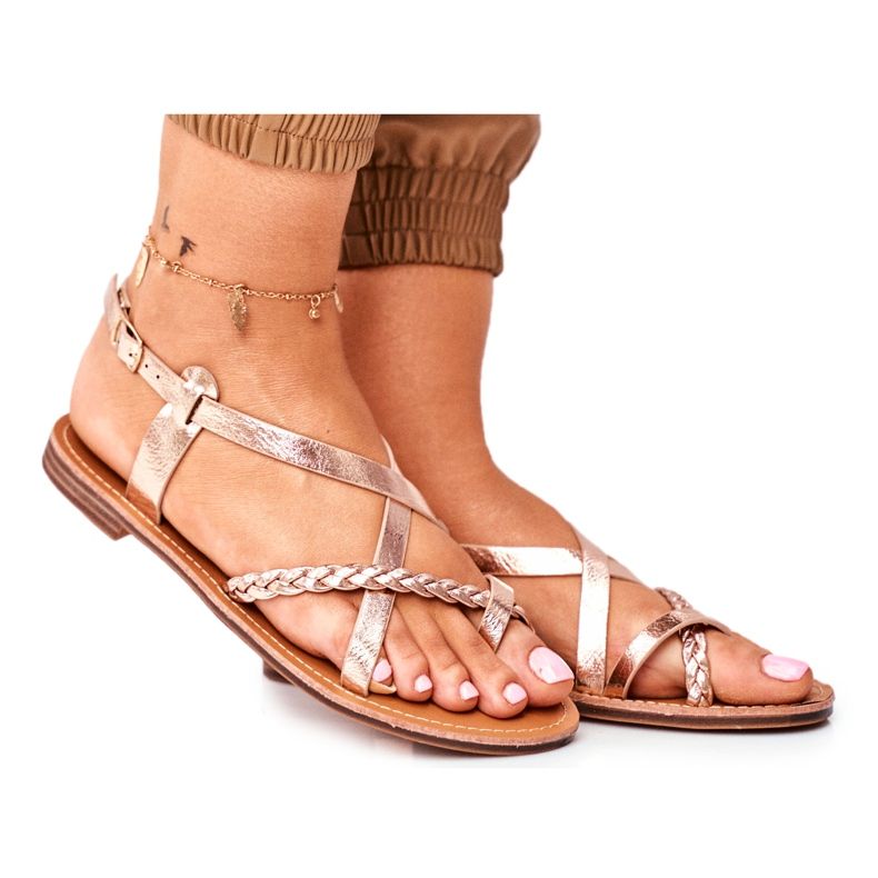 ADY Női lapos szandál pánt Rose Gold Laurence rózsaszín sárga