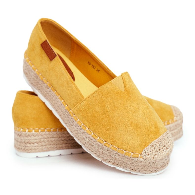 FRBS Női espadrilles sárga La Playa lenvászon platformon