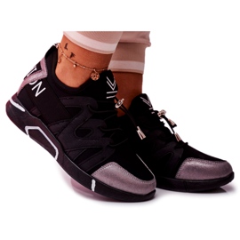 SEA Női sportcipő cipzárral és mandzsettával, fekete szürke terfin