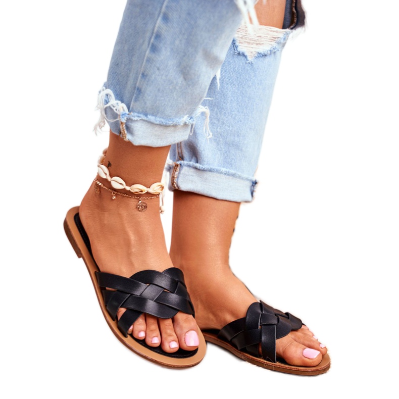 FRJ Elegáns női papucs Fekete Mariah