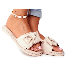 FRJ Női bézs boldogságpapucs íjjal