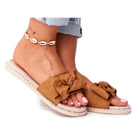 FRJ Női papucs íj teve boldogsággal barna