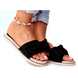 FRJ Fekete boldogság női papucs íjjal