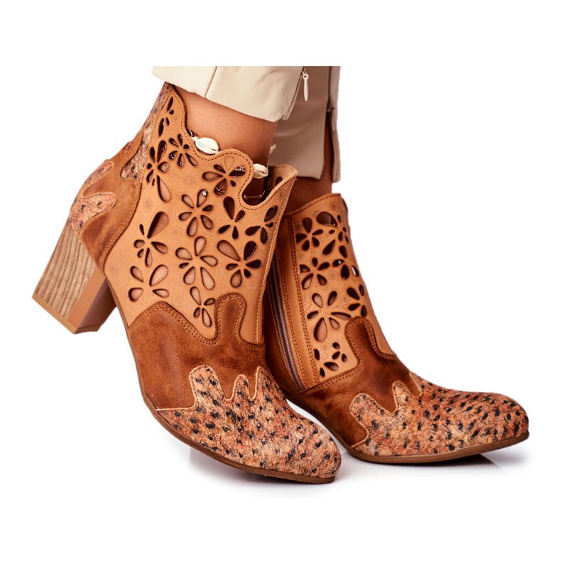 Női csizma magas sarkú Maciejka tavaszi piros 04369-29 barna