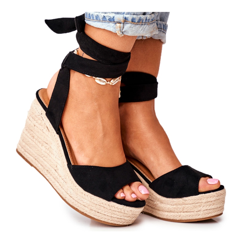 FRID Női szandál Wedge Espadrilles Fekete Ollie