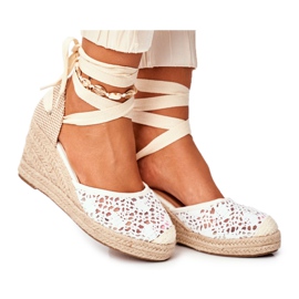 FRID Női szandálok Wedge Espadrilles Lace Vieno fehér FRID Női szandálok Wedge Espadrilles Lace Vieno fehér