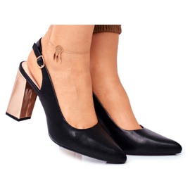 Női szivattyú nyitott sarokkal Sergio Leone fekete PB218 sárga