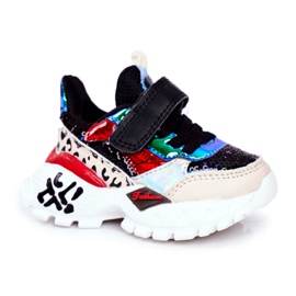 FRROCK Sport gyermekcipő tépőzáras fekete színnel Légy boldog sokszínű