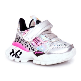 FRROCK Sport gyermekcipő tépőzáras ezüsttel Légy boldog szürke