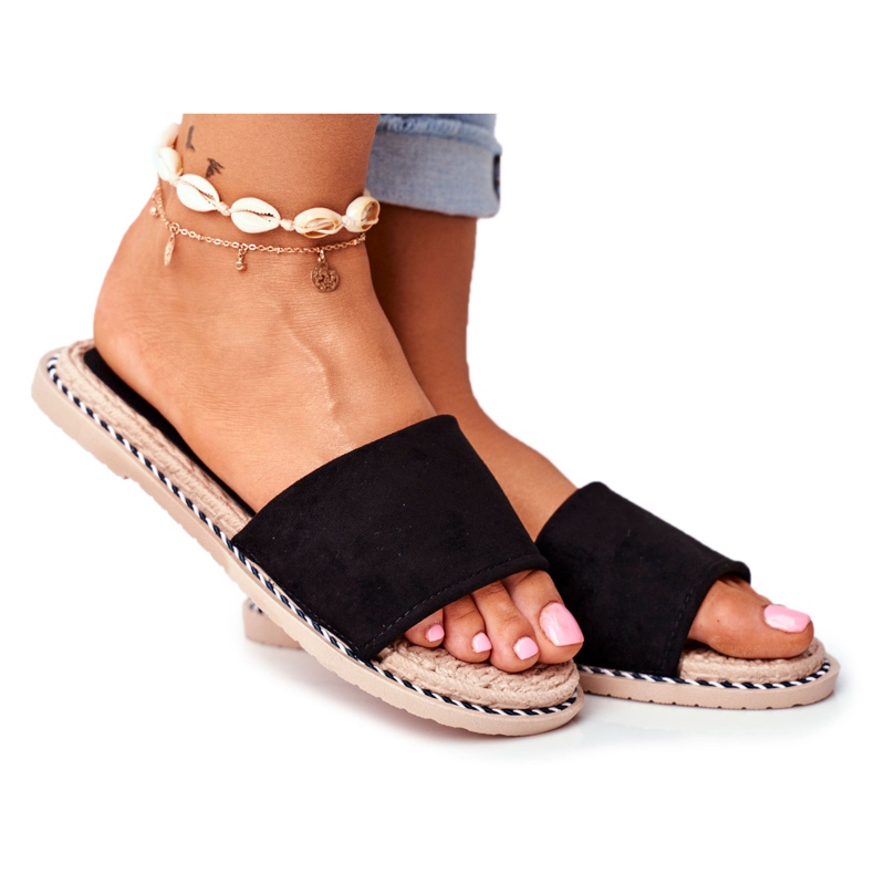 FRJ Klasszikus női papucs Velúr Fekete Nézz rám