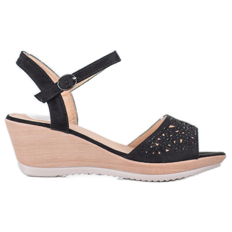 SHELOVET Könnyű áttört szandál fekete