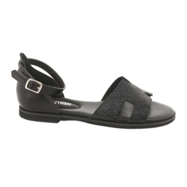 Fekete szandál sarokkal Daszyński MR1848-17