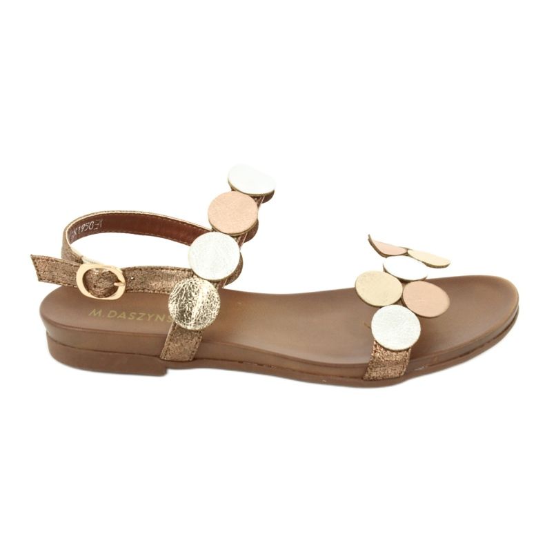M.Daszyński Szandál arany kerekek Daszyński MR1958-1 barna ezüst aranysárga