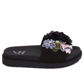 Fekete PT-109 Fekete magas talpú papucs sokszínű