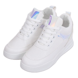 Fehér sportcipő ék sarkú 85-429 FEHÉR / EZÜST