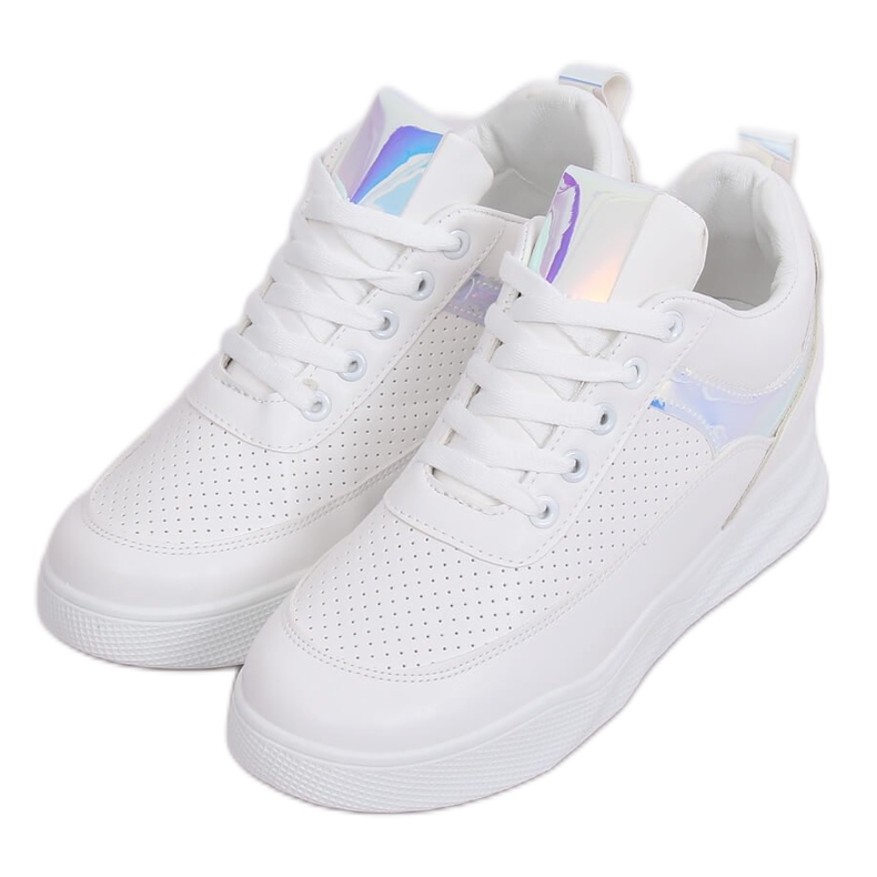 Fehér sportcipő ék sarkú 85-429 FEHÉR / EZÜST