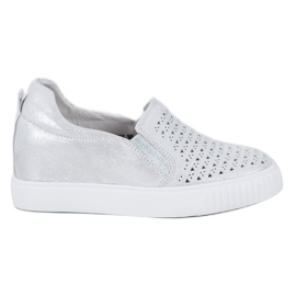 Filippo Bőr Slipons az ék szürke