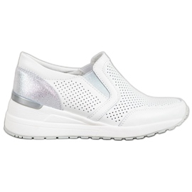 Filippo Áttört bőr slipons fehér szürke