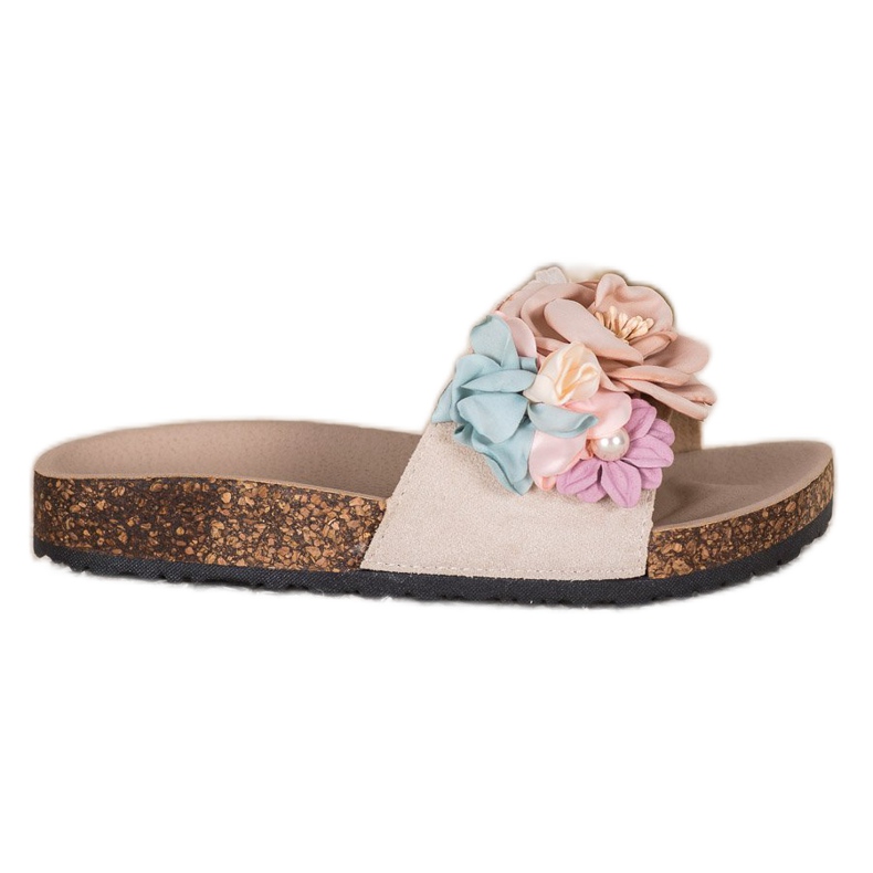 VINCEZA papucs virággal barna