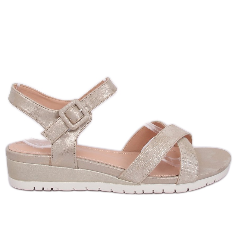 Szandál alacsony ék sarkú arany NS115P LT.GOLD aranysárga