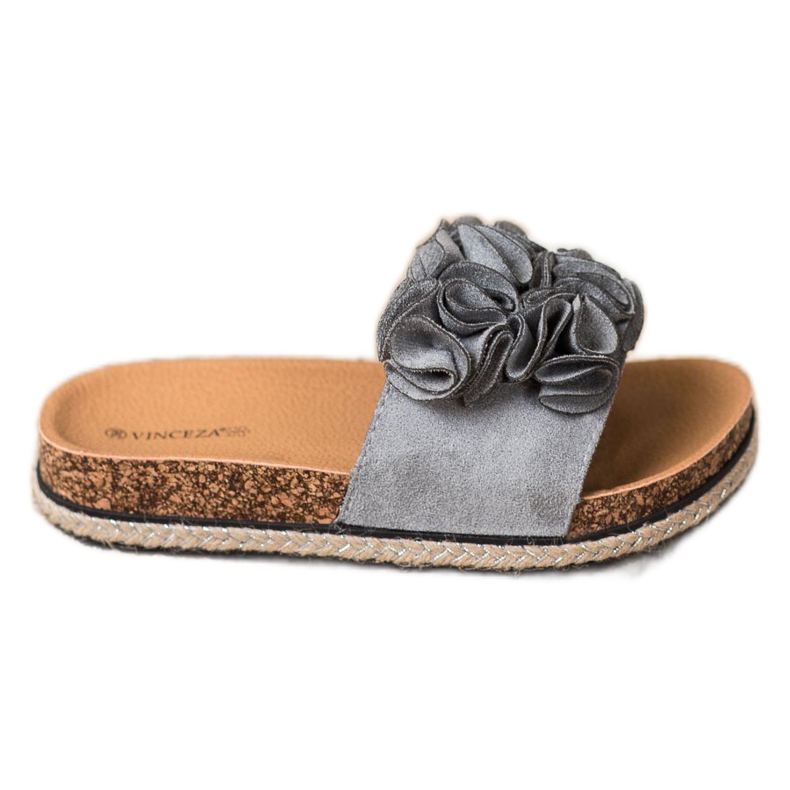 Kényelmes papucs virágokkal VINCEZA szürke