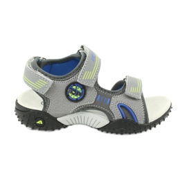 American Club Amerikai HL20/20 bőr talpbetétes szandál, szürke-kék