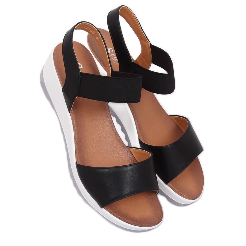 Fekete szandál ék sarkán NS101P Fekete