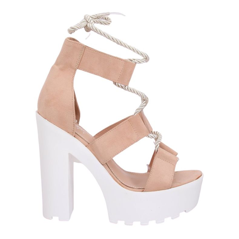 Szandál a bézs és rózsaszín platformon NS120 Beige