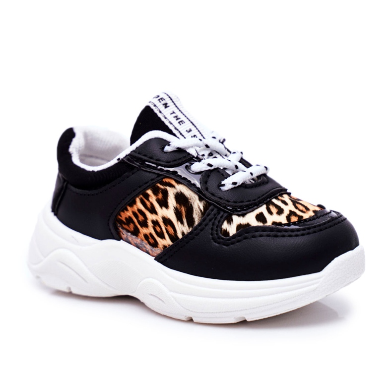 FRROCK Fekete Penny Leopard Print gyermek sportcipő fehér