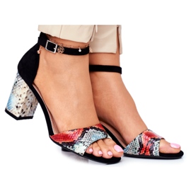 Női szandál magas sarkú Sergio Leone fekete SK873 sokszínű