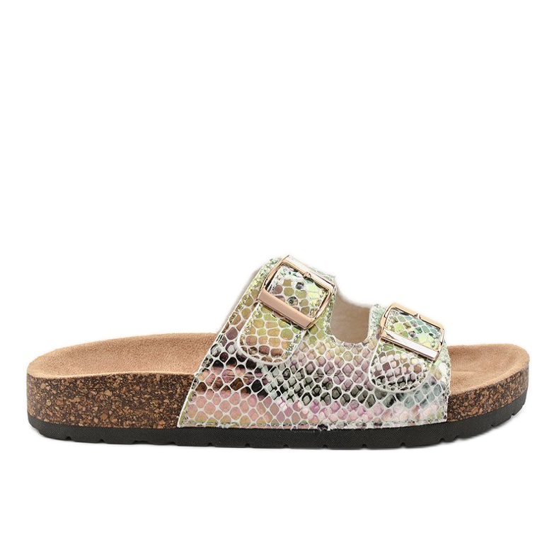 Ezüst papucs csatokkal DZ101-16 szürke sokszínű