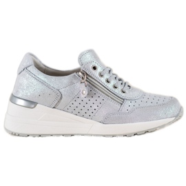 Bőr cipők VINCEZA cipzárral szürke Bőr cipők VINCEZA cipzárral szürke