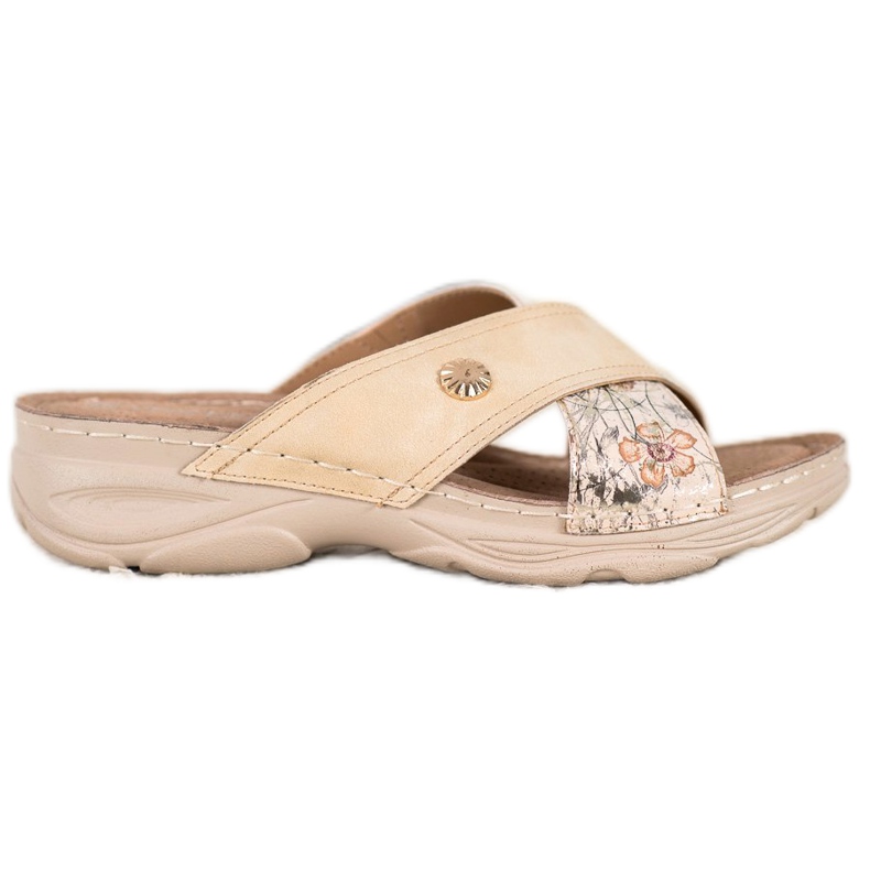 Papucs a VINCEZA platformon bézs