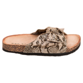 Bella Paris Snake Print Papucs bézs