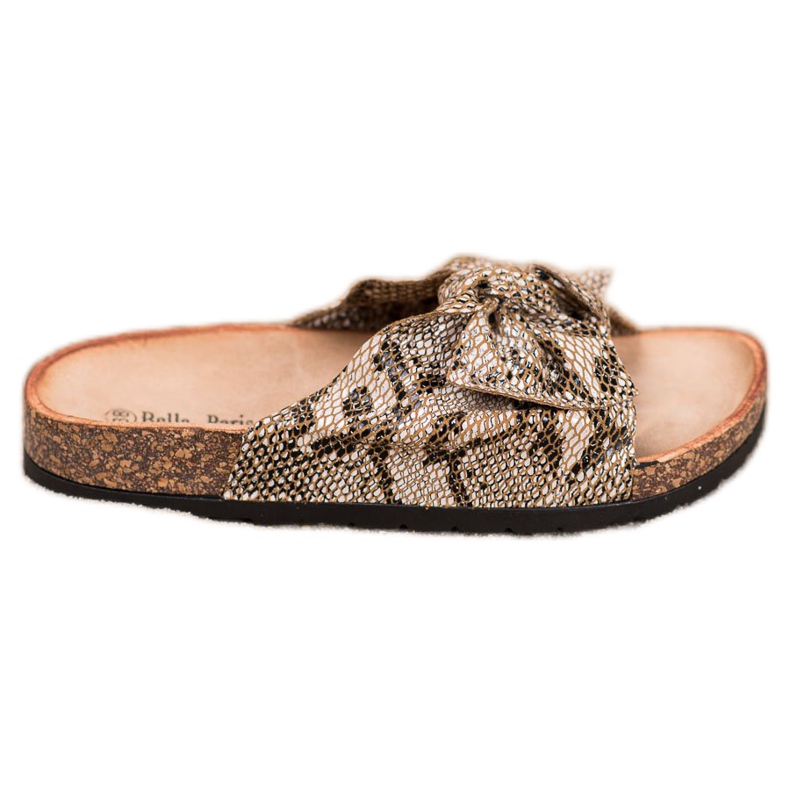 Bella Paris Snake Print Papucs bézs