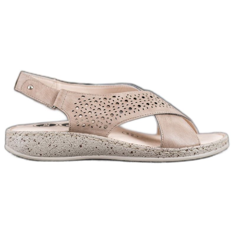 SHELOVET Kényelmes tépőzáras szandál barna