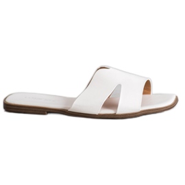 SHELOVET Klasszikus Eco bőr papucs fehér